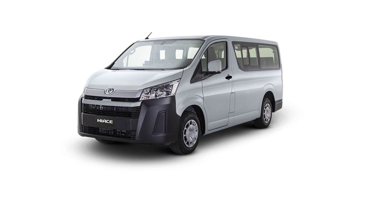 Silver Toyota HiAce Commuter van